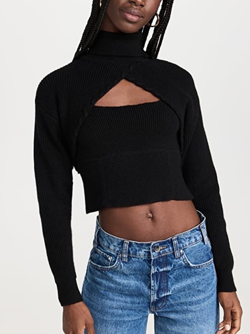ASTR The Label Taissa Cut-Out Knit Set – Cami + Detachable Turtleneck Shrug